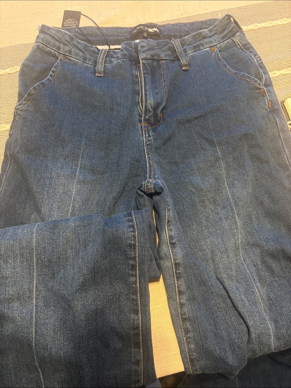Fashion Nova Dark Blue Wide Leg Jeans